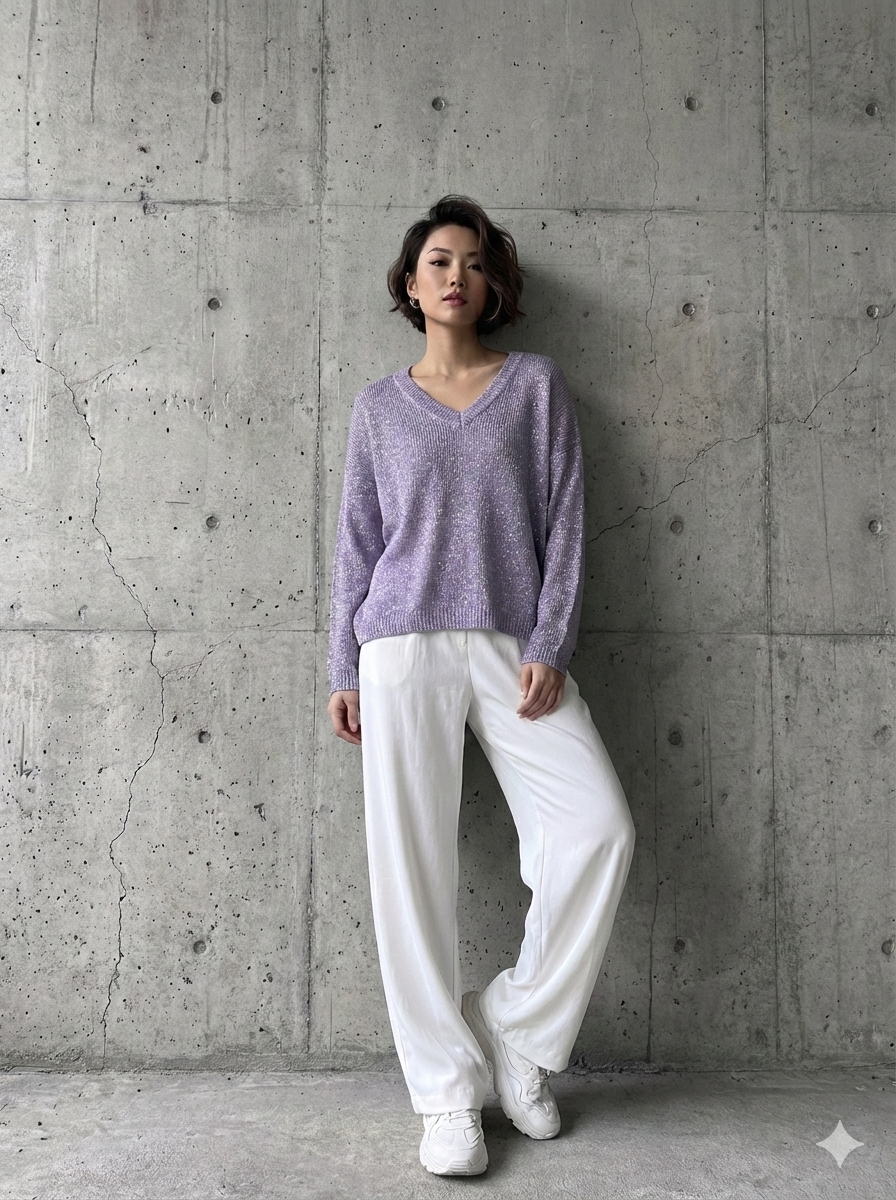 Pulli V Neck "shiny"