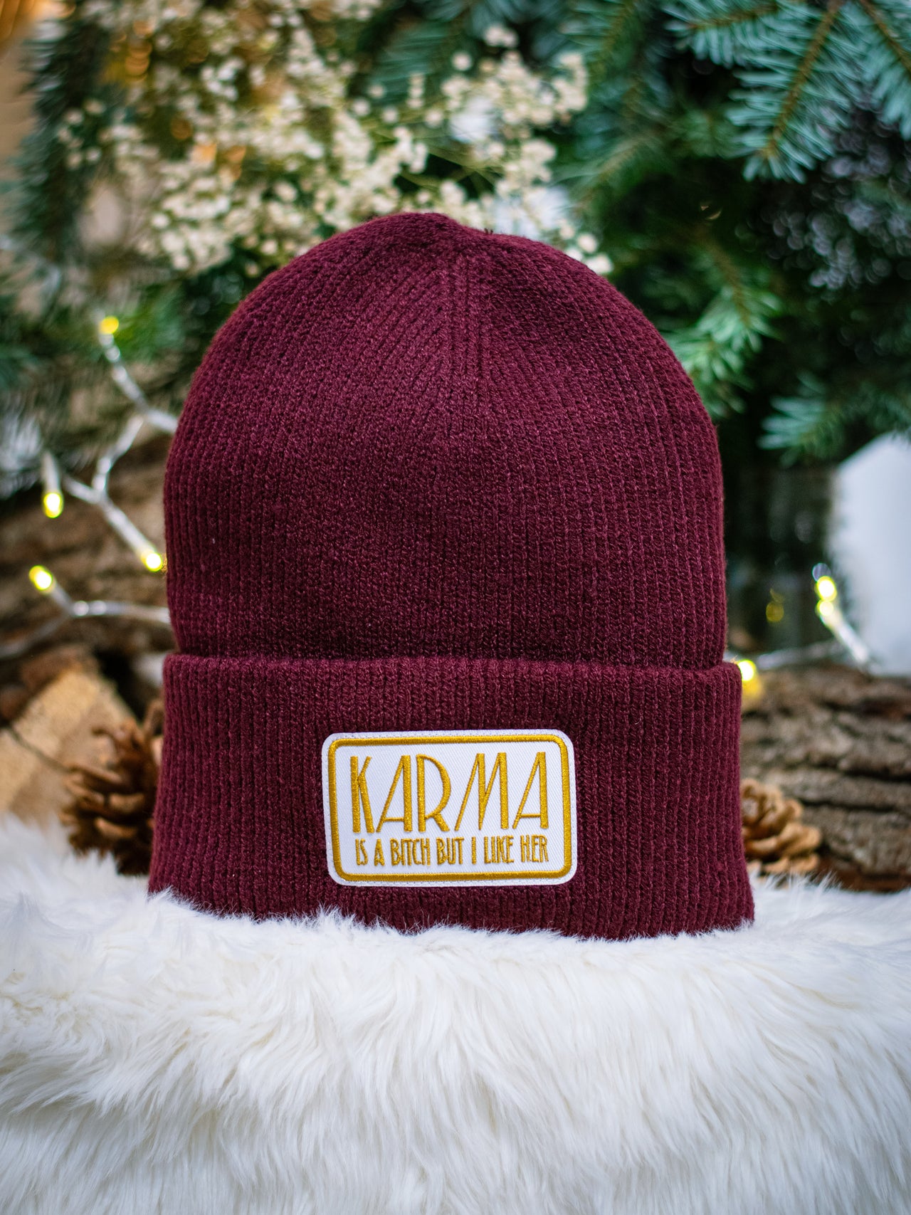 "Karma is a ... "in den Farben "red, vanilia white & black"