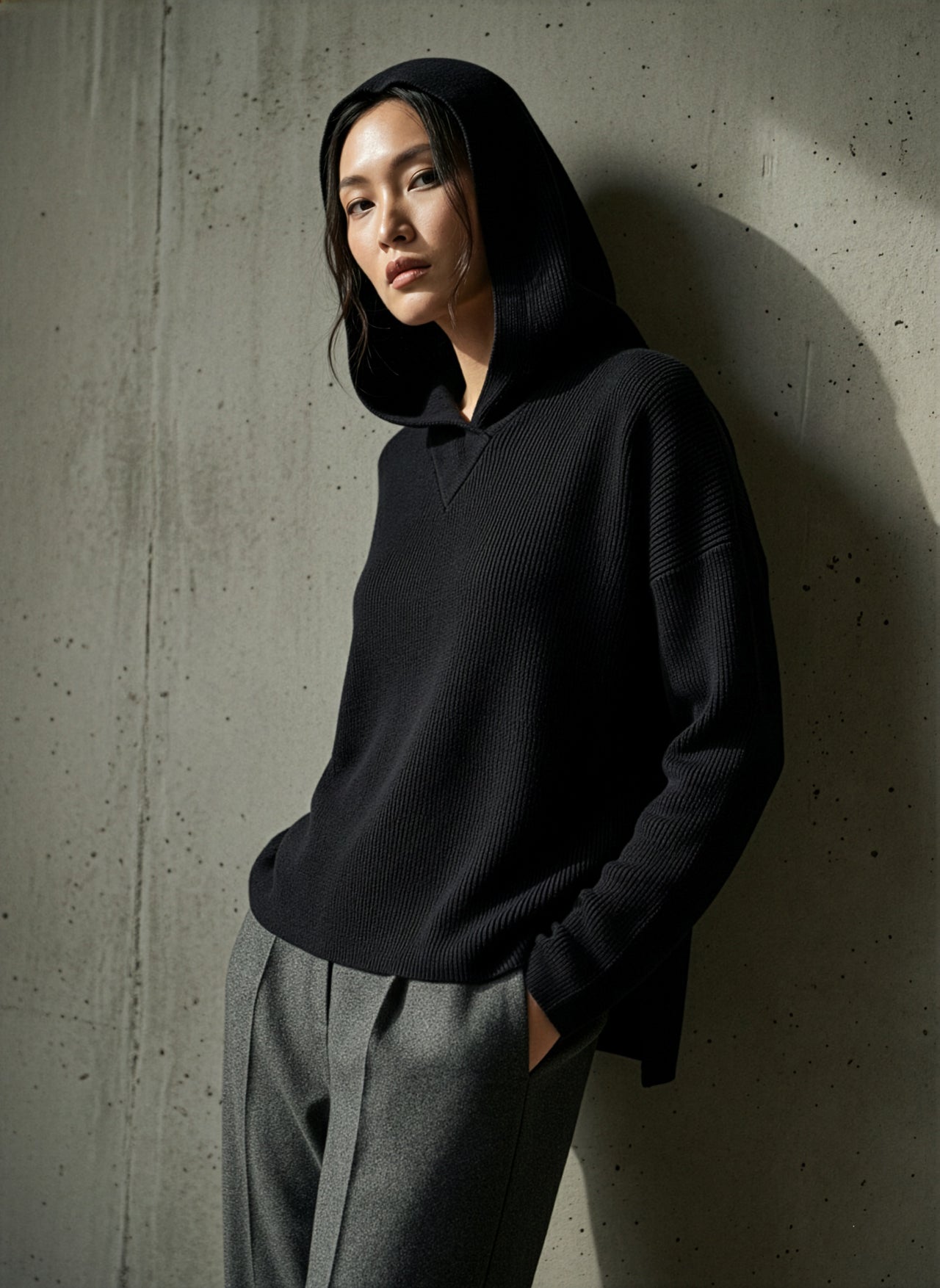 Hoodie Strick "black"