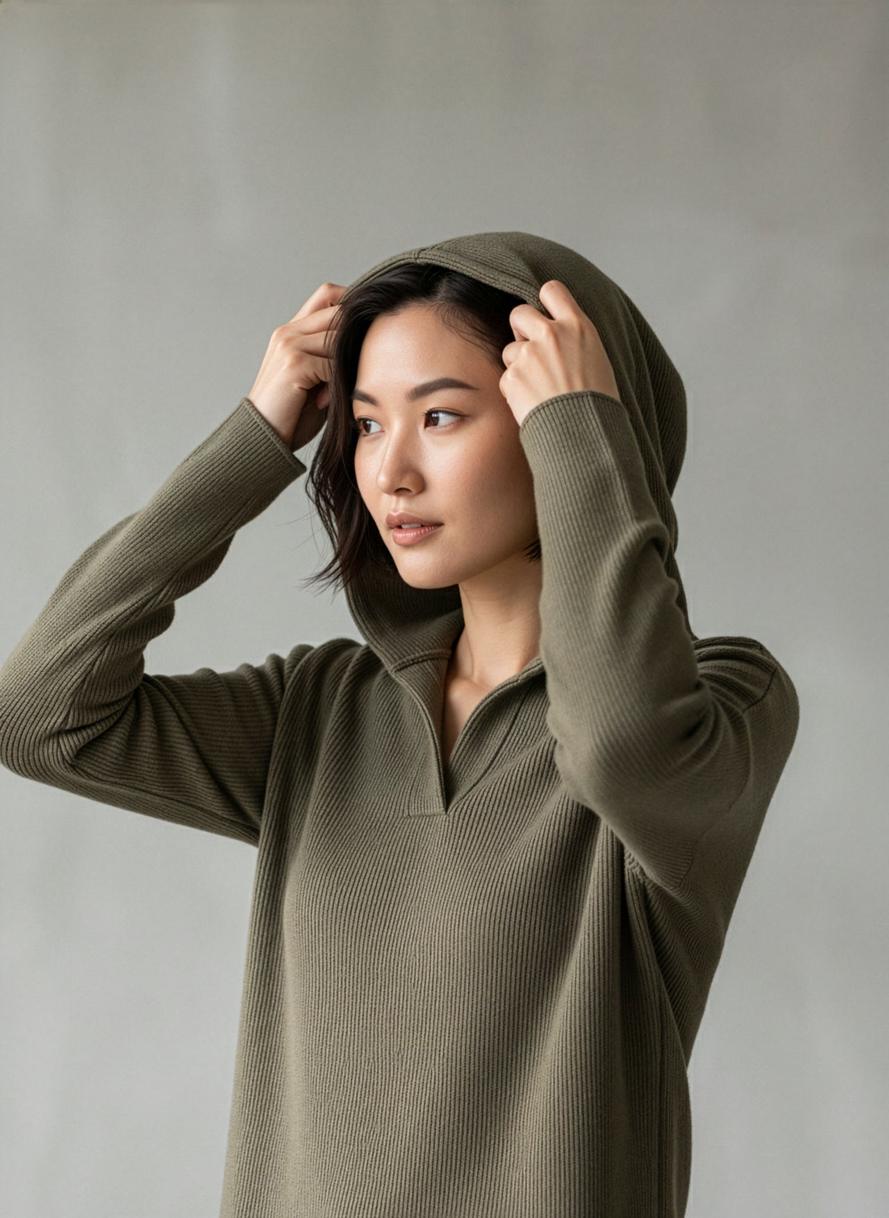 Hoodie Strick "oliv"